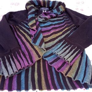 Ange L Merino WoolBlend Mlticlrd Lngslvs Knitted Women's Opened Cardigan.